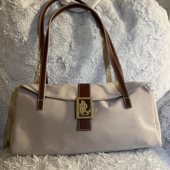 Ralph Lauren Handbags - Ralph Lauren Beige Shoulder Bag with Dark Brown Straps